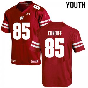 Youth Wisconsin Badgers NCAA #85 Clay Cundiff Red Authentic Under Armour Stitched College Football Jersey JD31T54VO